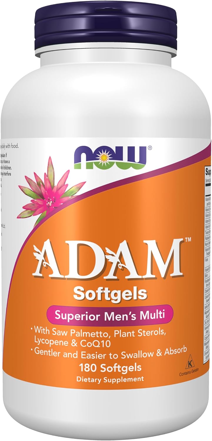 NOW Supplements, ADAM™ Multivitamínico para Hombres con Saw Palmetto, Esteroles Vegetales, Licopeno y CoQ10, 90 Cápsulas Blandas