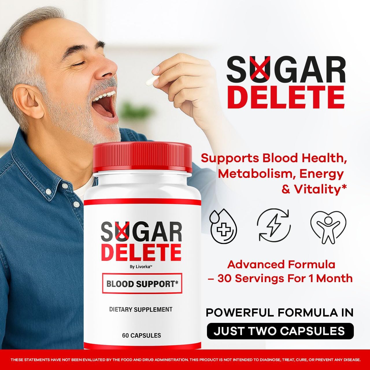 Sugar Delete Cápsulas - Suplemento Premium con Ingredientes Naturales, 60 Cápsulas para 1 Mes