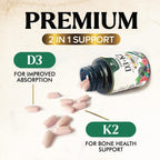 Nature's Nutrition Vitamina D3 K2 5000 UI + 100 mcg K2 MK-7, 120 Comprimidos Masticables Sabor Baya