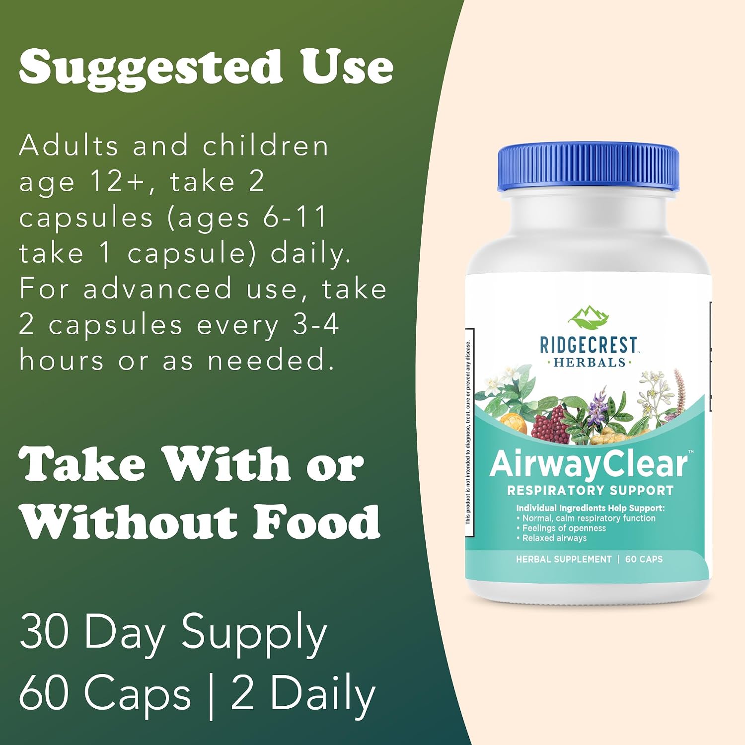 AirwayClear - Suplemento Herbal para la Salud Pulmonar y Respiratoria (60 Cápsulas Veganas)