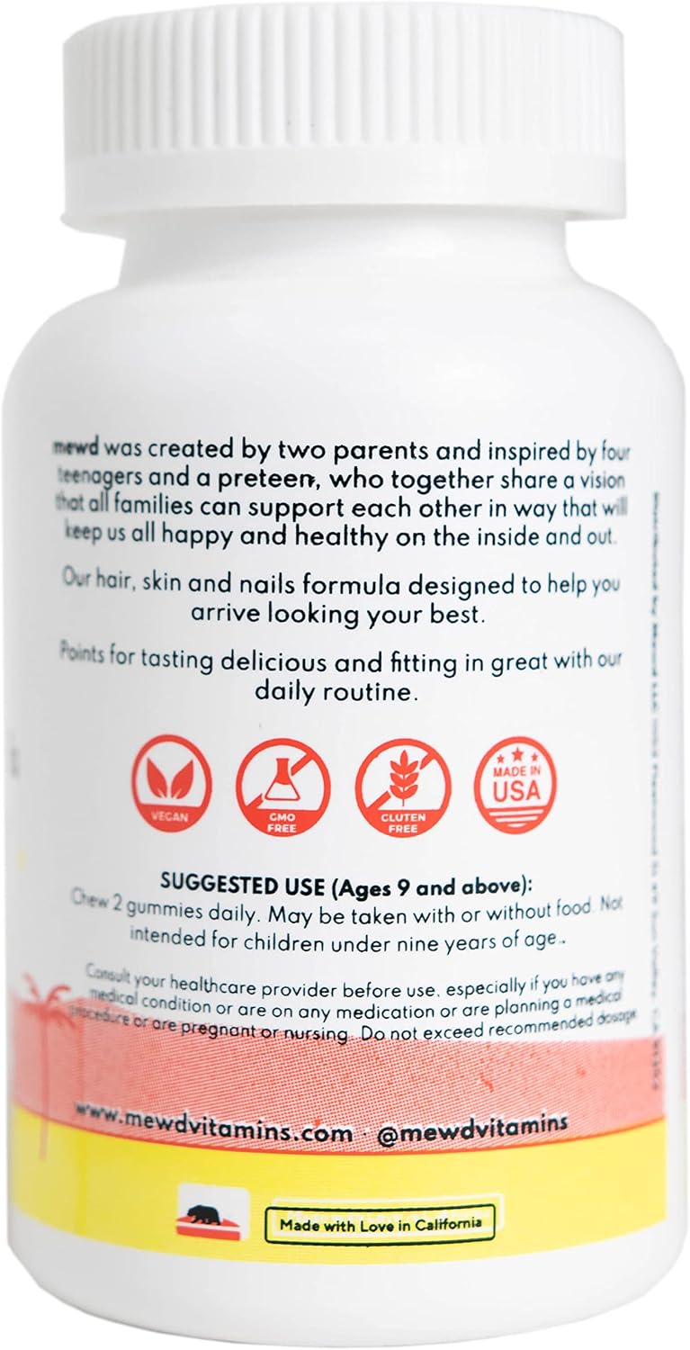MEWD Multivitamínico en Gomitas para Adolescentes y Niños - Pelo, Piel y Uñas - 60 Gomitas