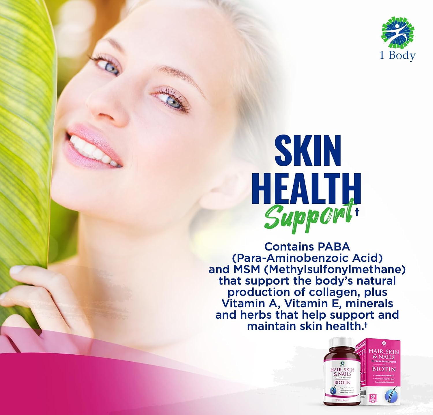 1 Body Hair Skin & Nails con Biotina - Pack de 3