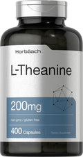 Horbäach L-Teanina | 200mg | 400 Cápsulas | Formato Económico | Sin OGM, Sin Gluten