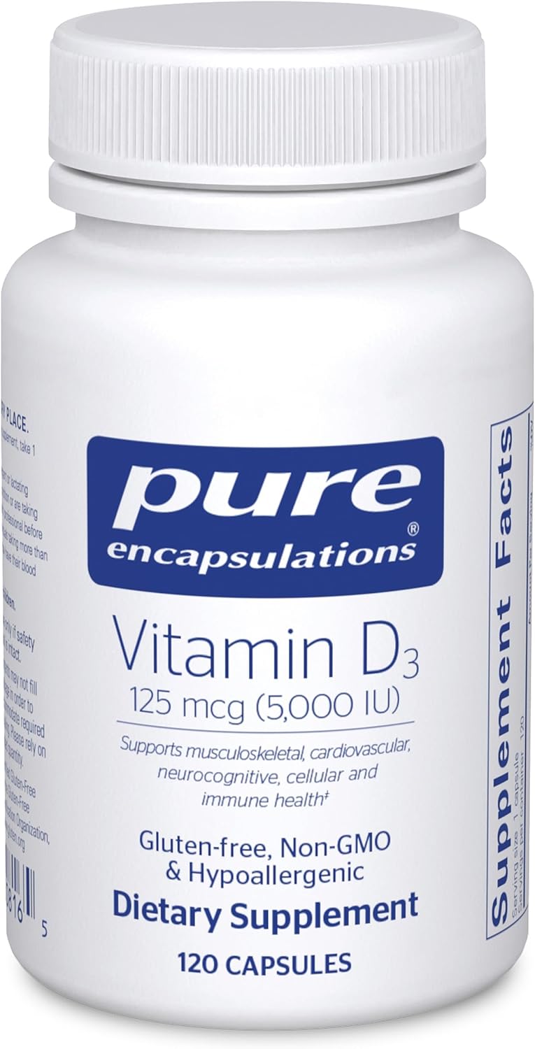Pure Encapsulations Vitamina D3 125 mcg (5000 UI) - 60 cápsulas