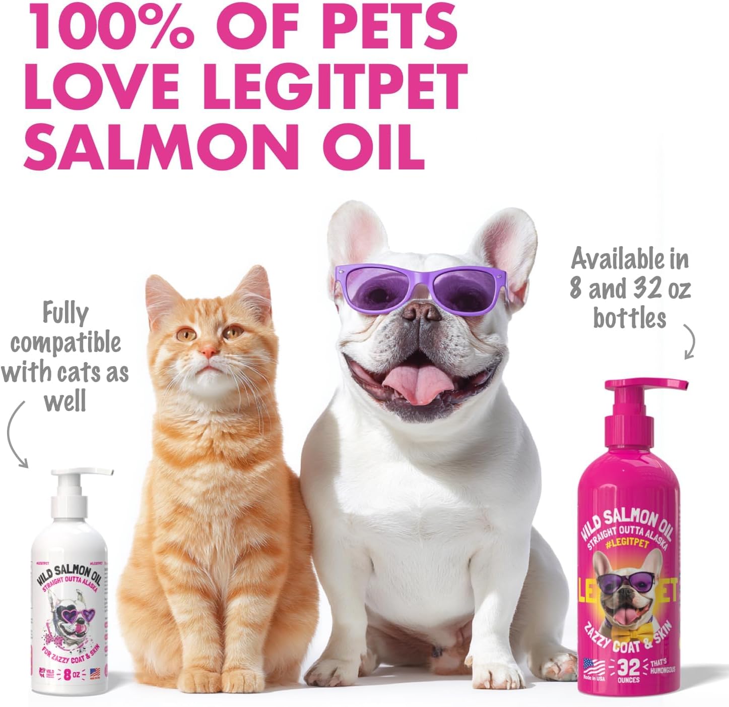 LEGITPET Aceite de Salmón Salvaje de Alaska para Perros y Gatos - 946 ml