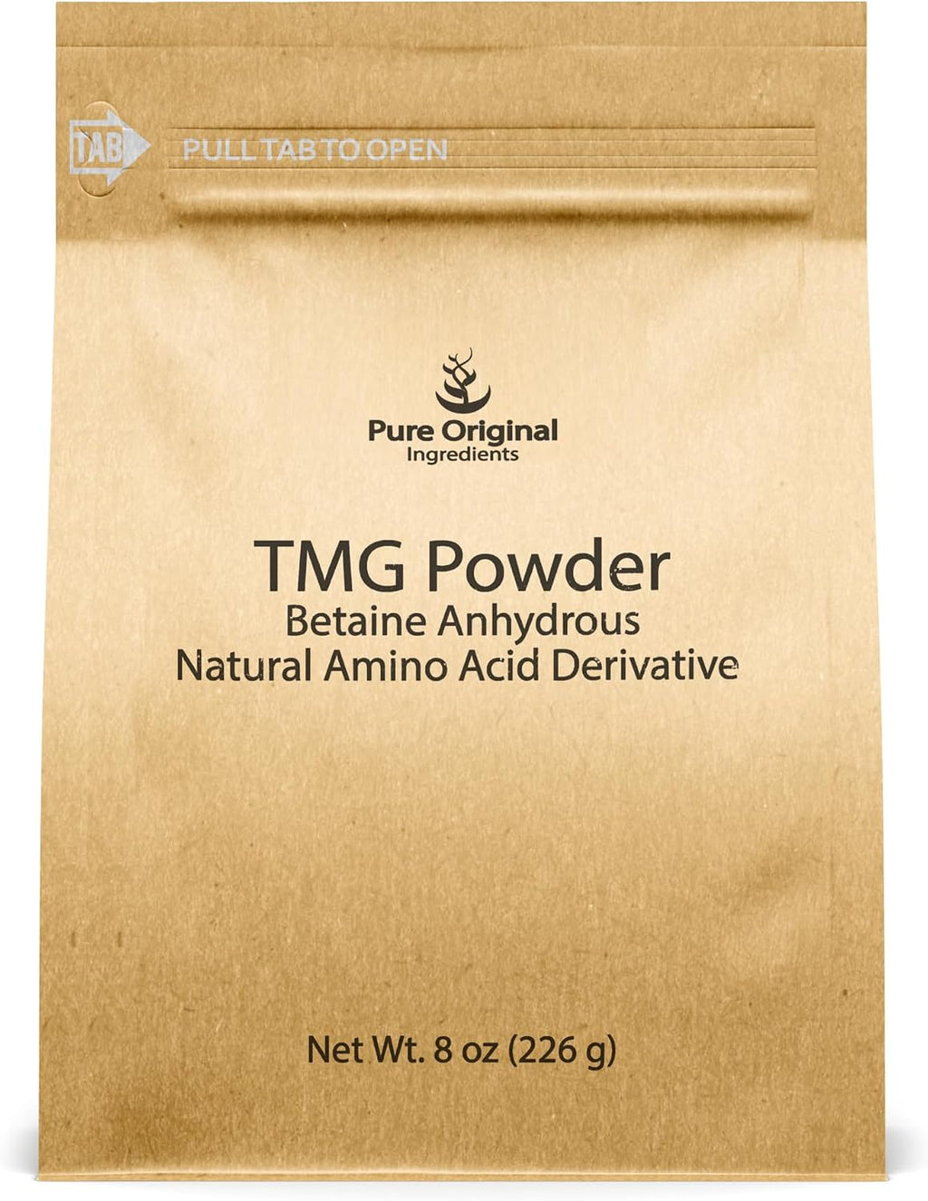 PURE ORIGINAL INGREDIENTS Trimetilglicina (TMG) en Polvo 227g - Vegano y Sin Gluten