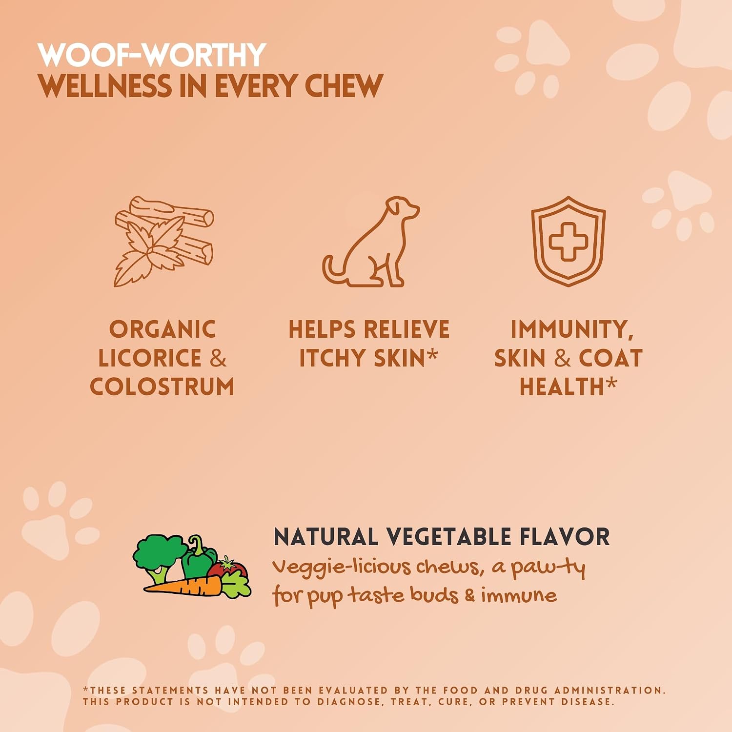 Herbion Pets Allergy + Immune Chews con Kelp y Vitamina C, 120 Masticables Blandos, Sabor Vegetal Natural, para Perros de 12 Semanas o Más