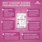 Zazzee PREGNOSITOL Powder – Myo-Inositol y D-Chiro-Inositol 40:1 (180 dosis)