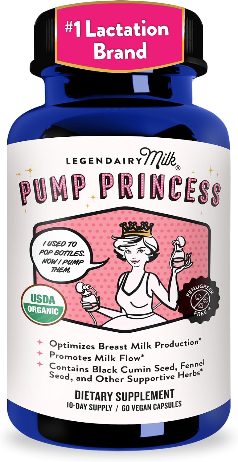 Legendairy Milk Pump Princess - Suplemento de Lactancia con Semillas Orgánicas de Comino Negro, Hinojo y Eneldo - Sin Fenogreco - 60 Cápsulas