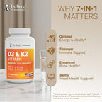 Dr. Berg Maximum Strength 7 en 1 Vitamina D3 K2 5000 UI | D3 de Origen Natural | 4X Analizado y Verificado en Laboratorio | Fórmula de Alta Absorción | 60 Cápsulas