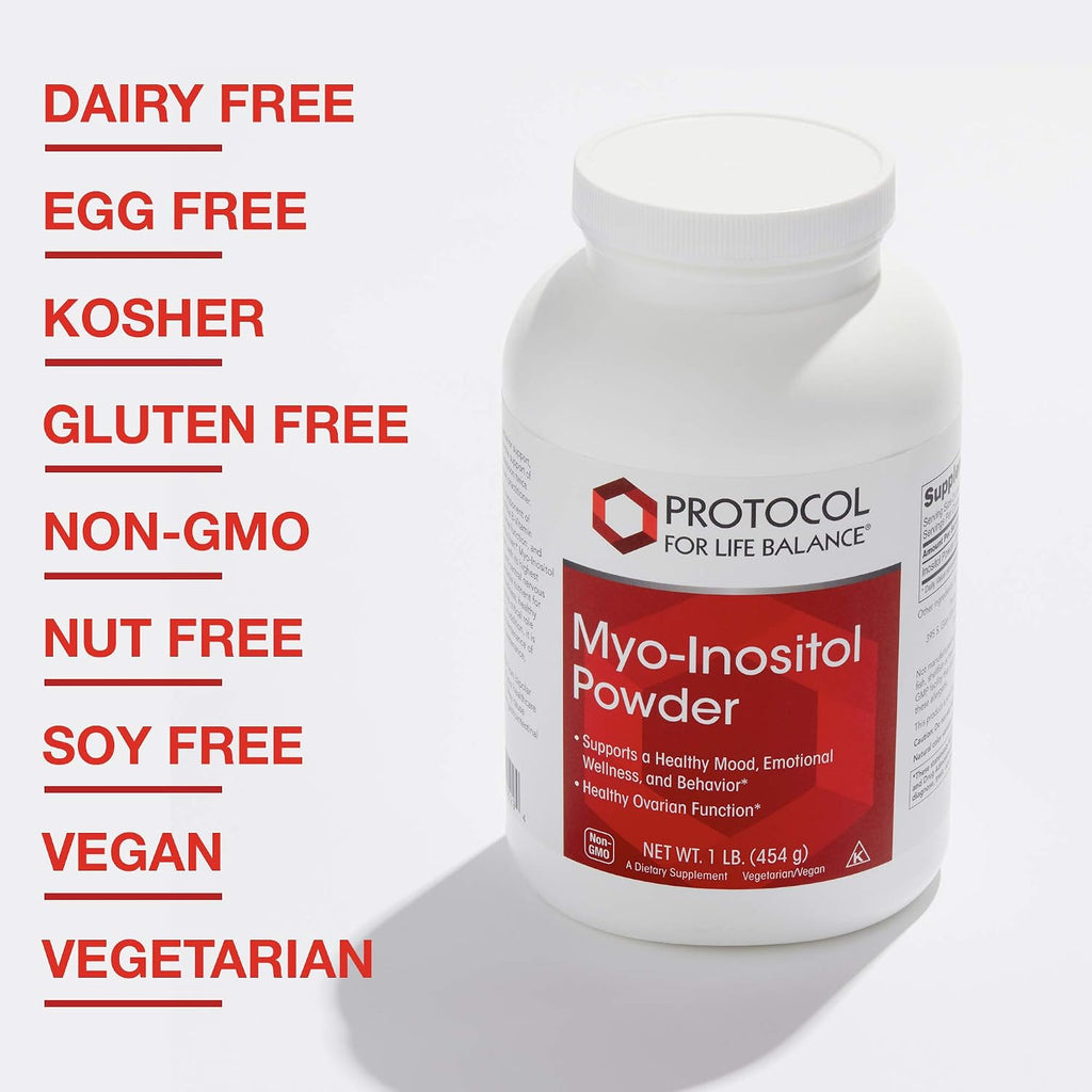 Protocol For Life Balance - Mio-inositol en polvo - Apoya un estado de ánimo saludable, bienestar emocional, comportamiento y función ovárica, aumento de energía y apoyo para el sueño - 1 lb (454 g)
