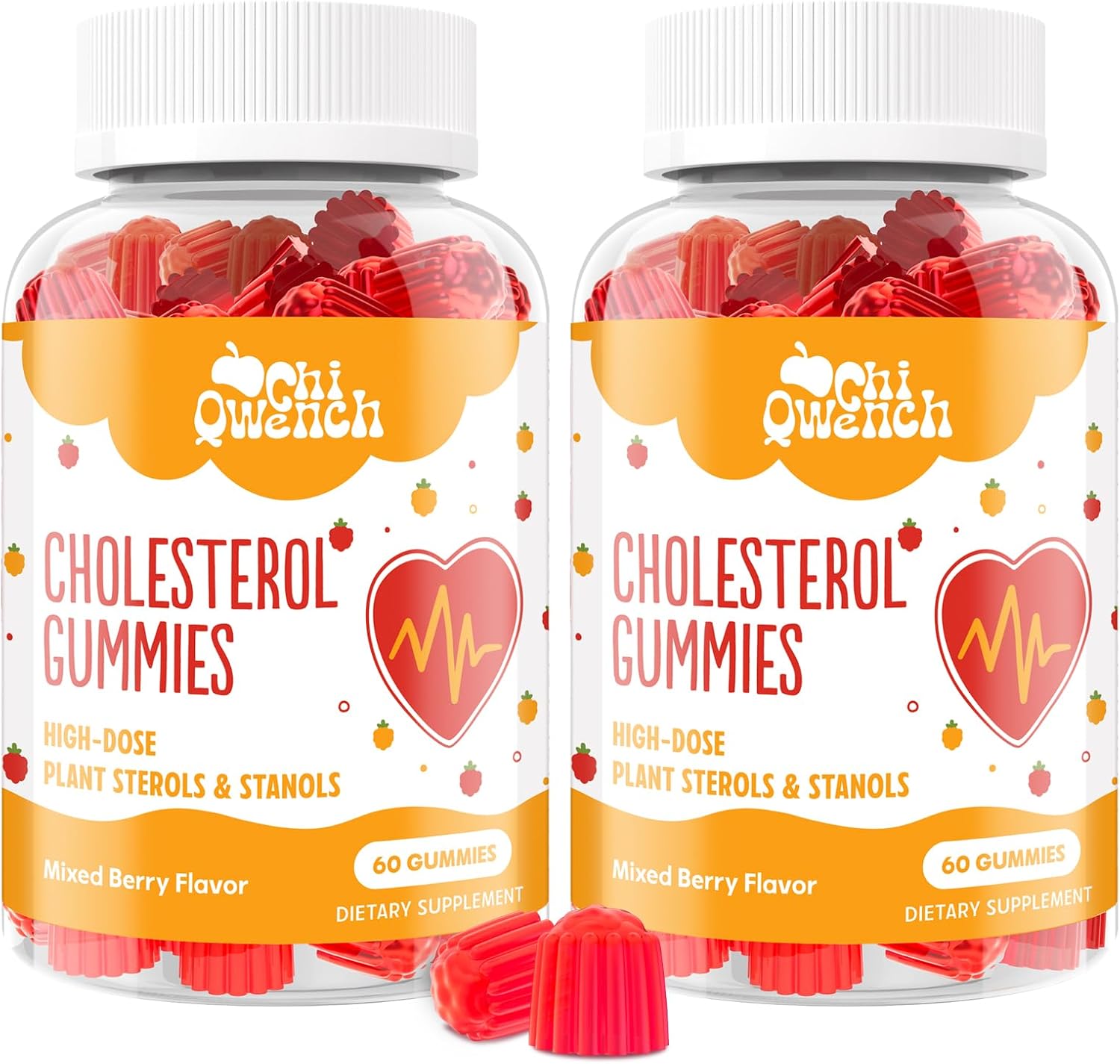 ChiQwench Gomitas de Colesterol con 1500 mg de Esteroles y Estanoles Vegetales, Sabor a Bayas Mixtas, 120 unidades