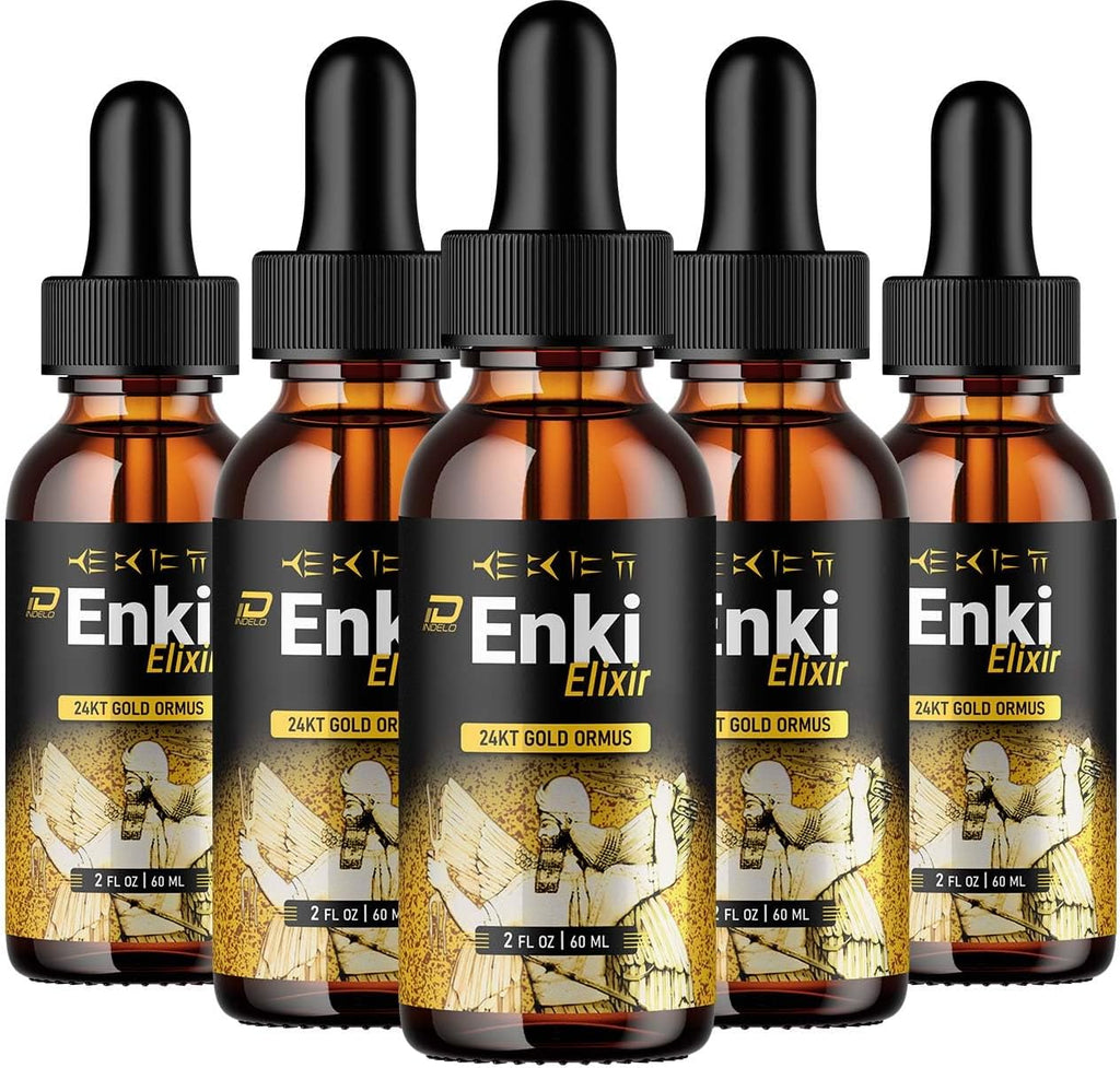 Enki Elixir Drops Fórmula Saludable – Gotas Líquidas Naturales Extra Fuerza (5 Paquete – Suministro para 5 Meses)