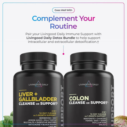 Livingood Daily Immune Support Supplement, 4 en 1 con Aceite de Orégano, Monolaurina, L-Lisina y Quercetina, 120 Cápsulas – Image 6