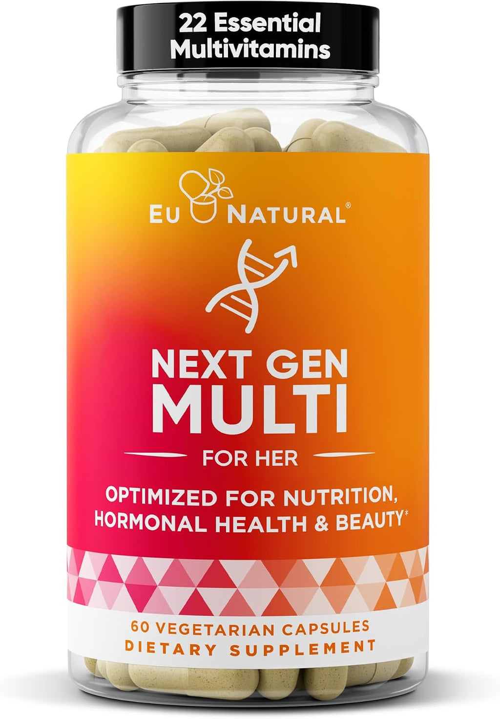 Eu Natural Next Gen Multivitamínico para Mujeres - 22 Vitaminas Optimizadas para Inmunidad, Energía, Huesos y Belleza - 60 Cápsulas Vegetales
