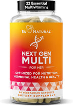 Eu Natural Next Gen Multivitamínico para Mujeres - 22 Vitaminas Optimizadas para Inmunidad, Energía, Huesos y Belleza - 60 Cápsulas Vegetales