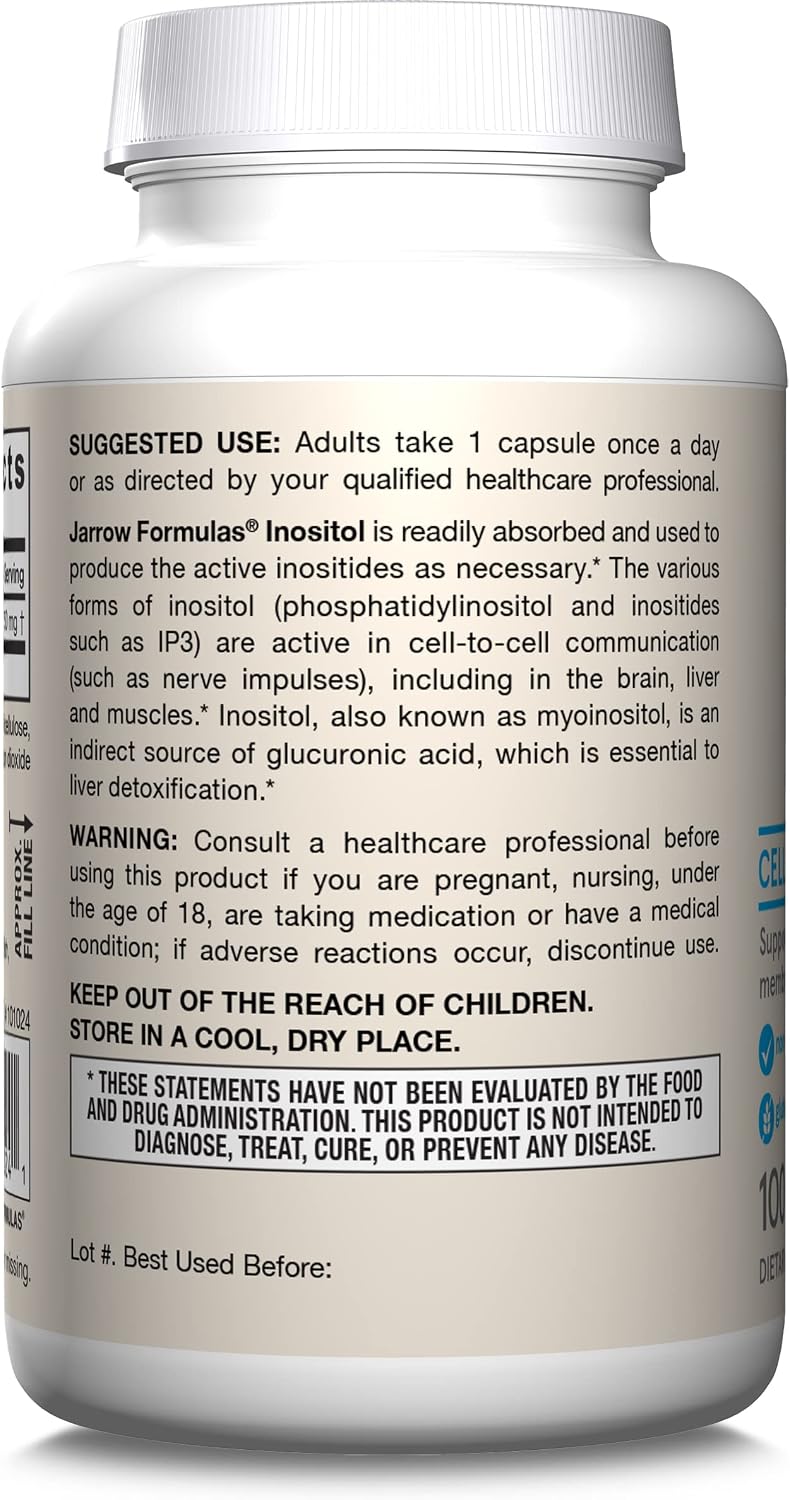 Jarrow Formulas® Inositol 750 mg - 100 Cápsulas Vegetales - Suplemento Alimenticio