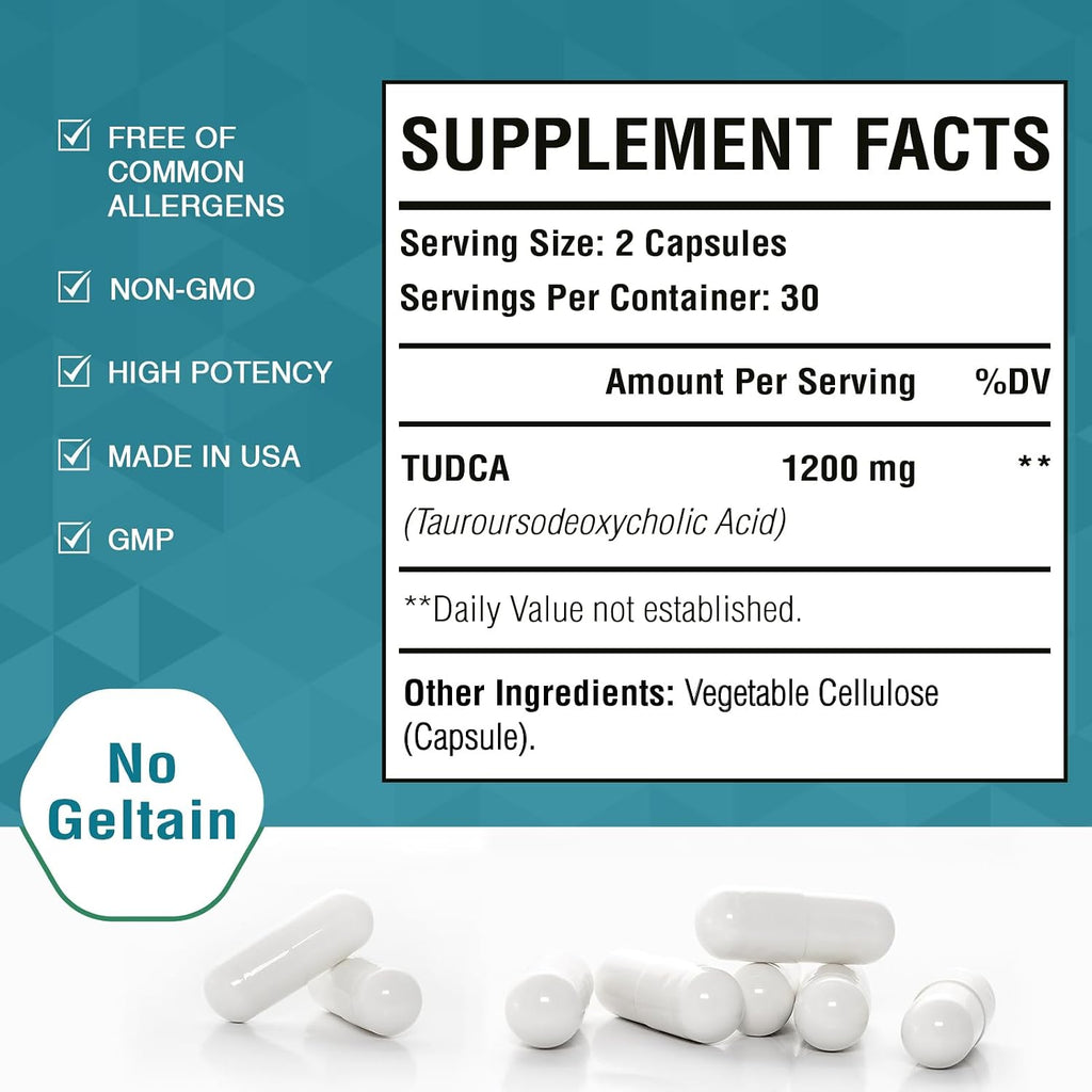 Zingicin TUDCA 1200mg - 60 Cápsulas Vegetales - Complemento Alimenticio de Sales Biliares