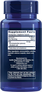Life Extension PQQ Capsules – Pyrroloquinoline Quinone, 10 mg – Mitochondrial Support & Energy – 60 Capsules