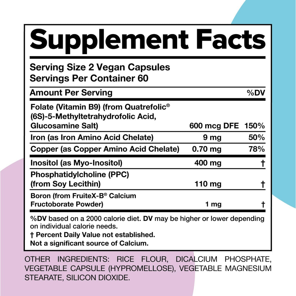COMPLEMENT ForHer Women’s Multivitamin with Inositol - Hormone Balance Supplement for Women, Hair Growth & Immune Support - Vitamins with B9 & Iron - 120 Capsules, 60 Servings