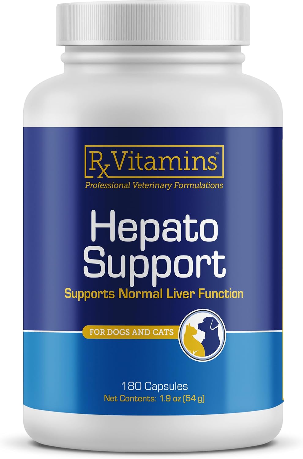 Rx Vitamins Hepato Support para Perros y Gatos - Complemento Hepático con Cardo Mariano y Vitamina B - 180 Cápsulas