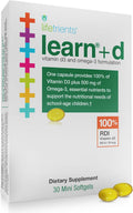 Lifetrients Learn+D — Vitamina D3 y Omega-3 para Niños — 30 Mini Softgels — Salud Ósea, Inmunidad y Nutrición Cerebral