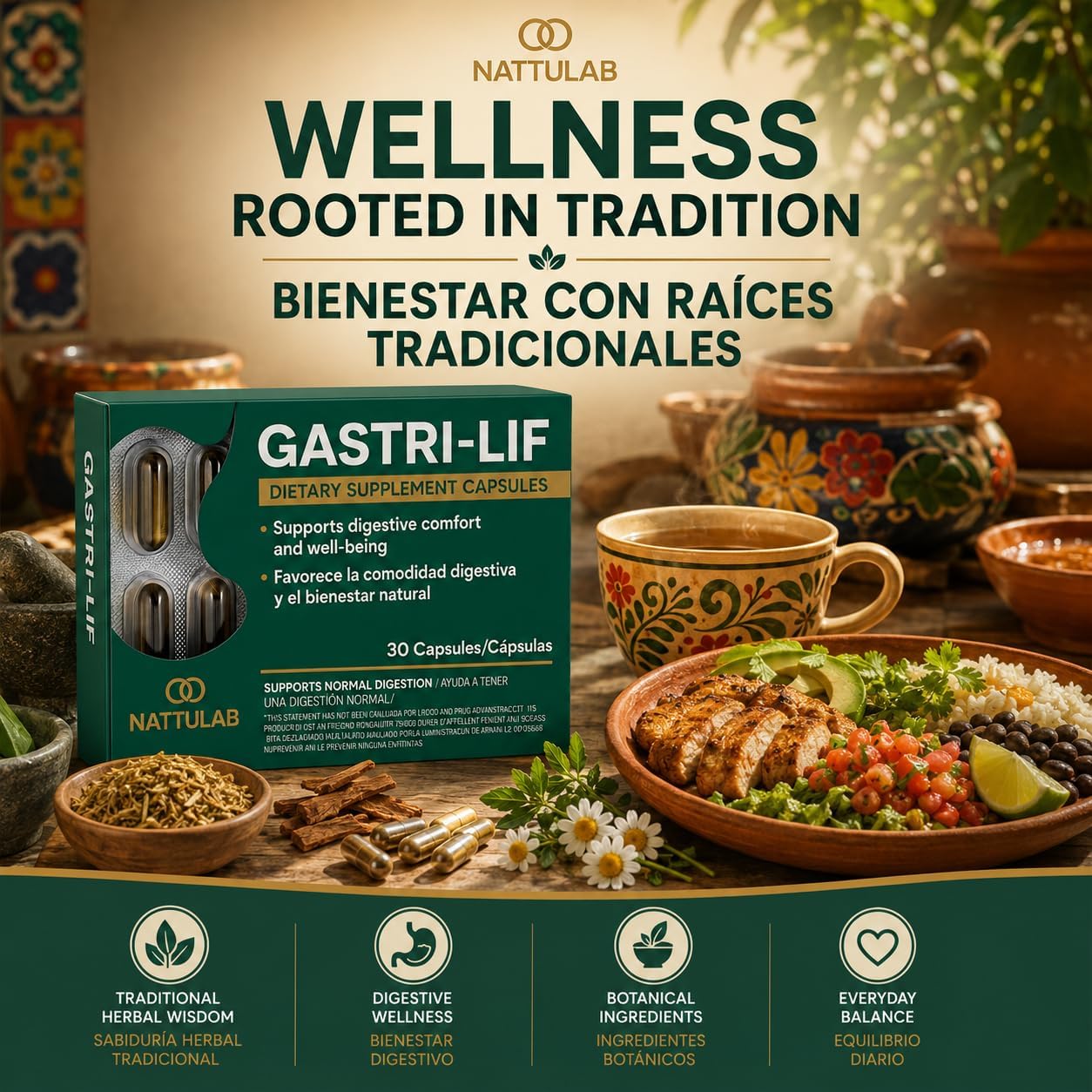 GASTRI-LIF – 30 Cápsulas – Suplemento Herbal Digestivo