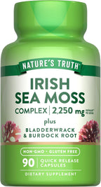 Nature's Truth Irish Sea Moss Cápsulas 90 Ud. - Complejo con Bladderwrack y Burdock Root - Sin Gluten y No GMO