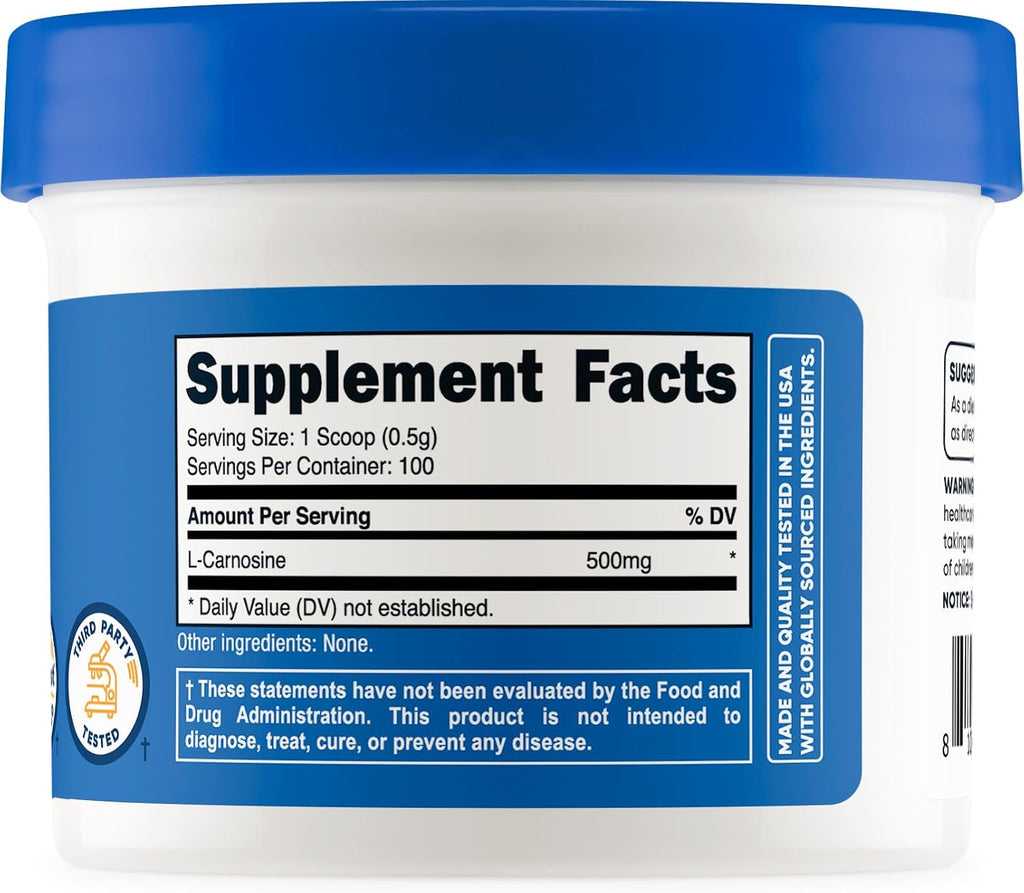 Nutricost L-Carnosina en Polvo 50g (100 Dosis) - No-GMO