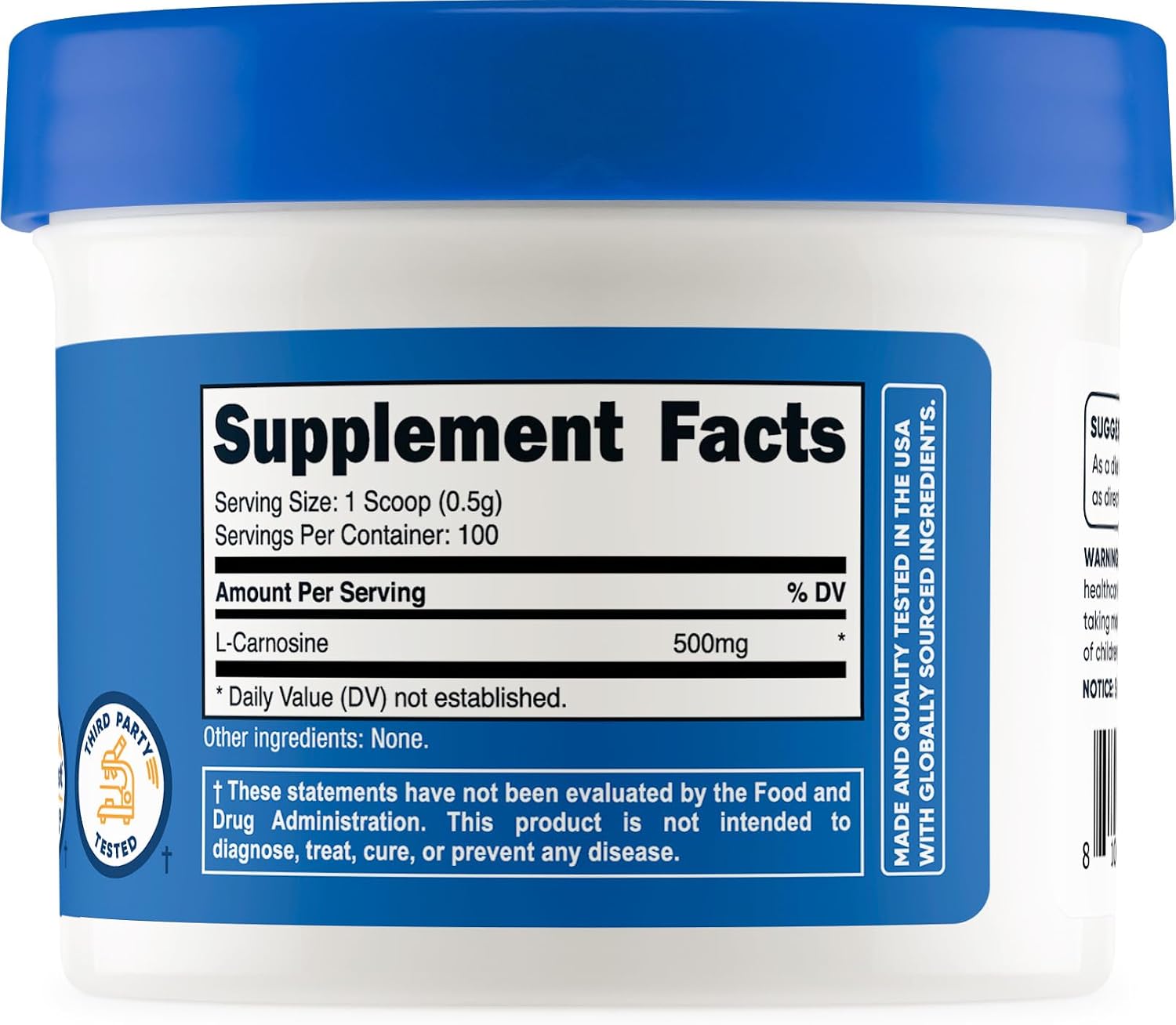 Nutricost L-Carnosina en Polvo 50g (100 Dosis) - No-GMO