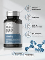 Horbäach Metilfolato | 1000 mcg | 200 Cápsulas | 5-MTHF | Sin Gluten, No-GMO