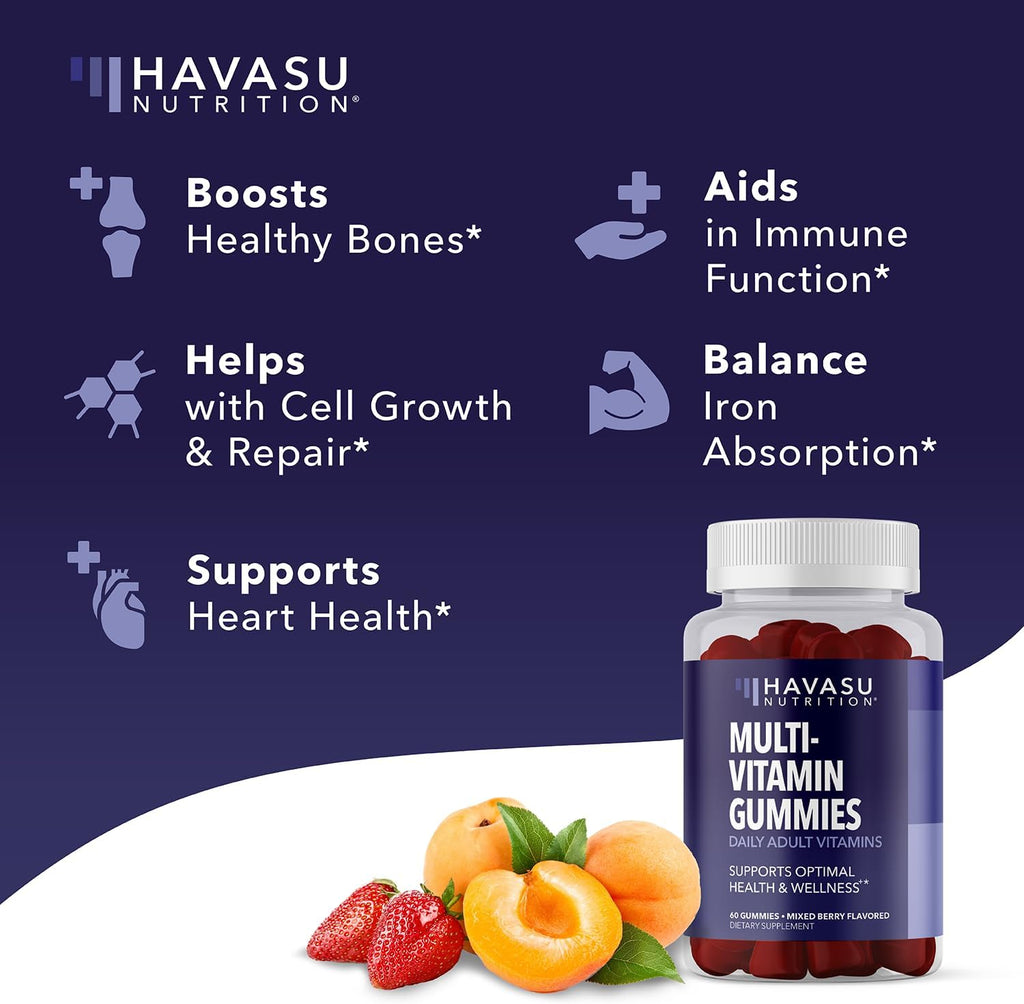 Gominolas Multivitamínicas para Adultos - Con Vitamina C, D y Zinc - 60 Gominolas - Sabor Bayas Mixtas