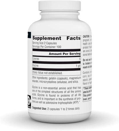 Source Naturals Glicina, Suplemento Alimenticio - 500 mg - 200 Cápsulas – Image 3