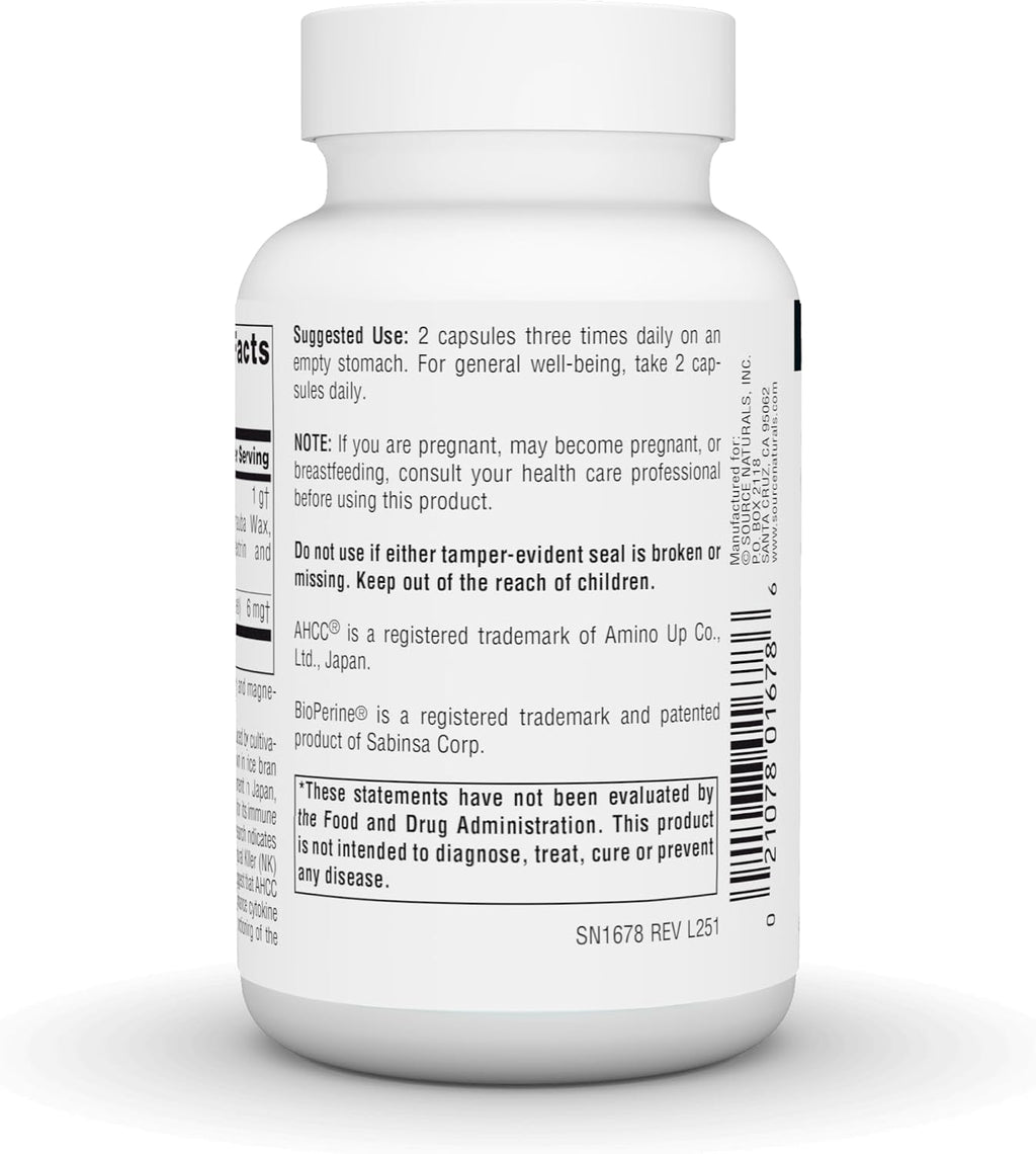 Source Naturals AHCC con Bioperine – 500 mg – 60 Cápsulas