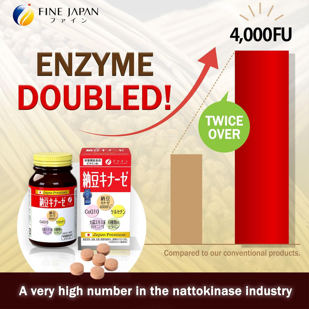 Nattokinase 4000 FU - Derivado de Natto Japonés - 240 Comprimidos - FINE JAPAN