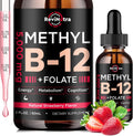 ReviNutra Vitamina B12 Líquida 5000 mcg con Complejo B - Metilcobalamina, B6 y Folato - Sabor Fresa Natural - 60 ml