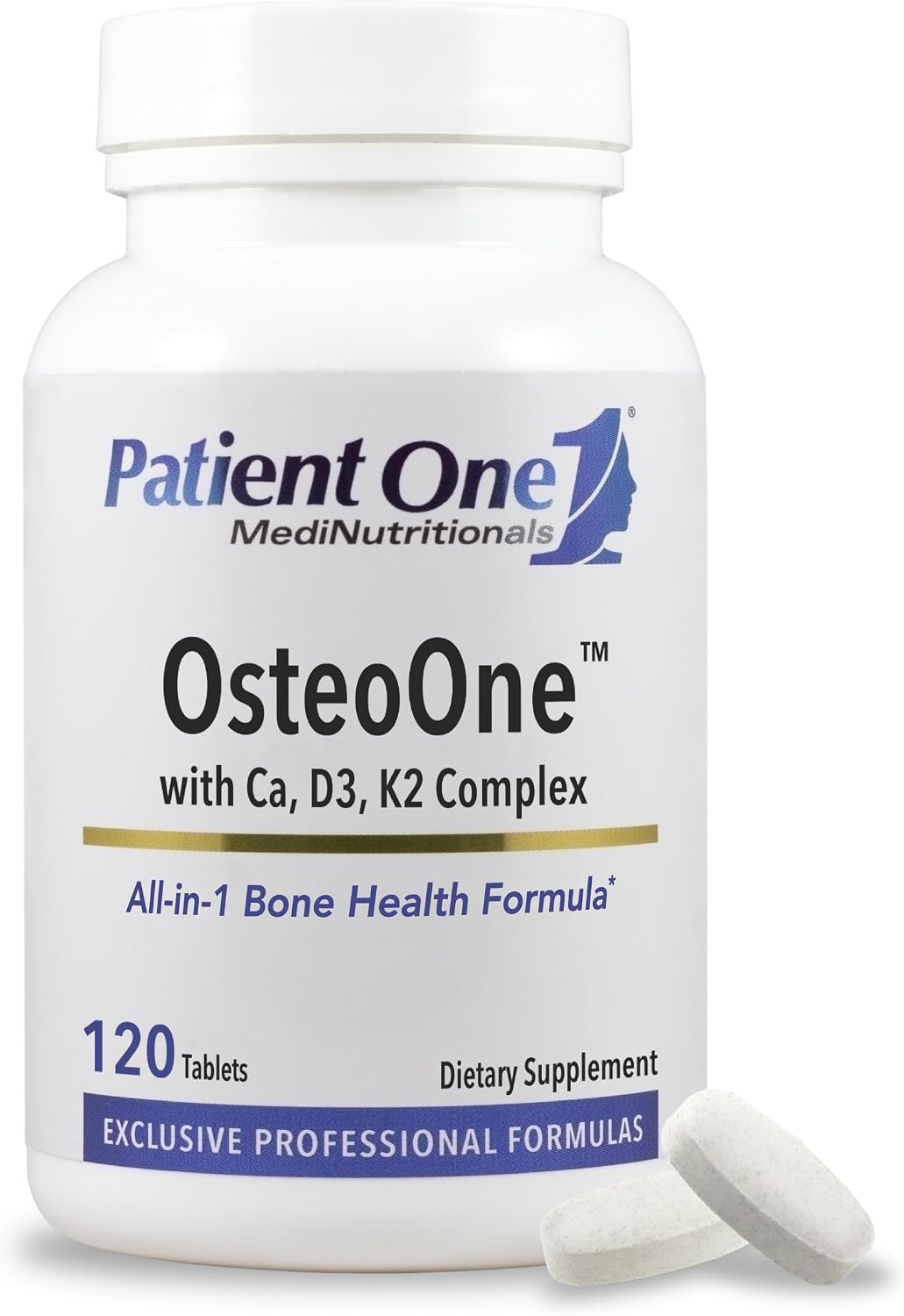 Patient One OsteoOne - Complemento para la Salud Ósea con Calcio, Vitamina D3 y K2 - 120 Comprimidos