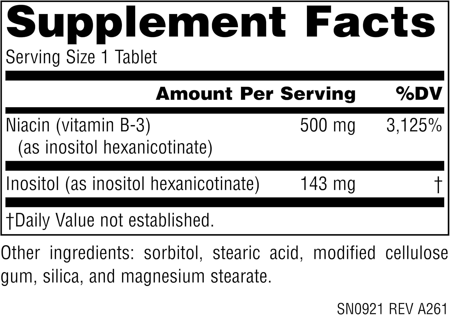 Source Naturals Niacina sin Rubor, Vitamina B3 - 500 mg - 60 Tabletas Vegetarianas