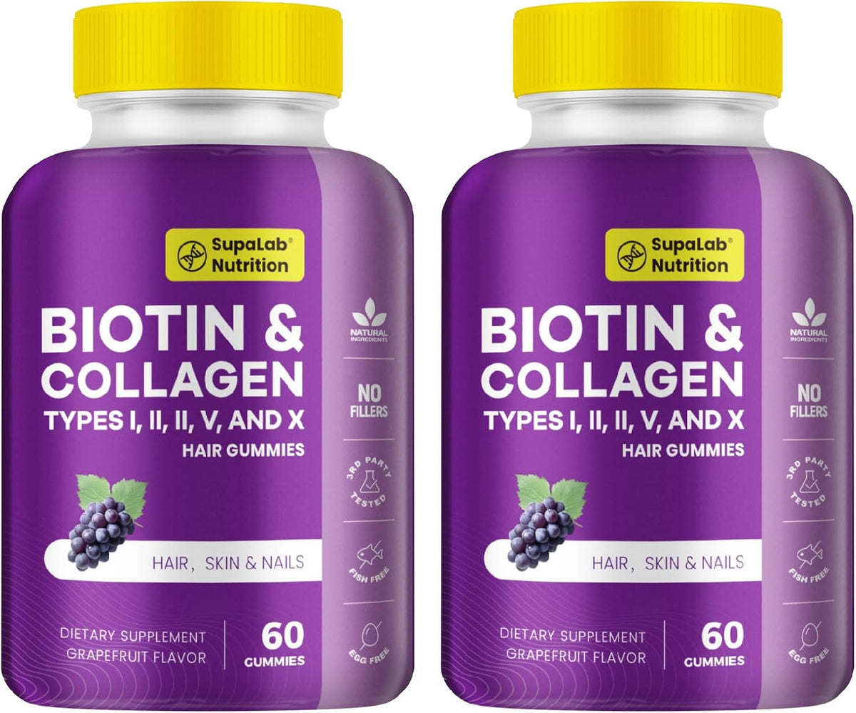 MEGNETA Biotin with Collagen Gummies - Gominolas de Biotina con Colágeno para Piel, Cabello, Uñas, Articulaciones y Huesos, Sabor Pomelo, 180 Gominolas - görsel 4