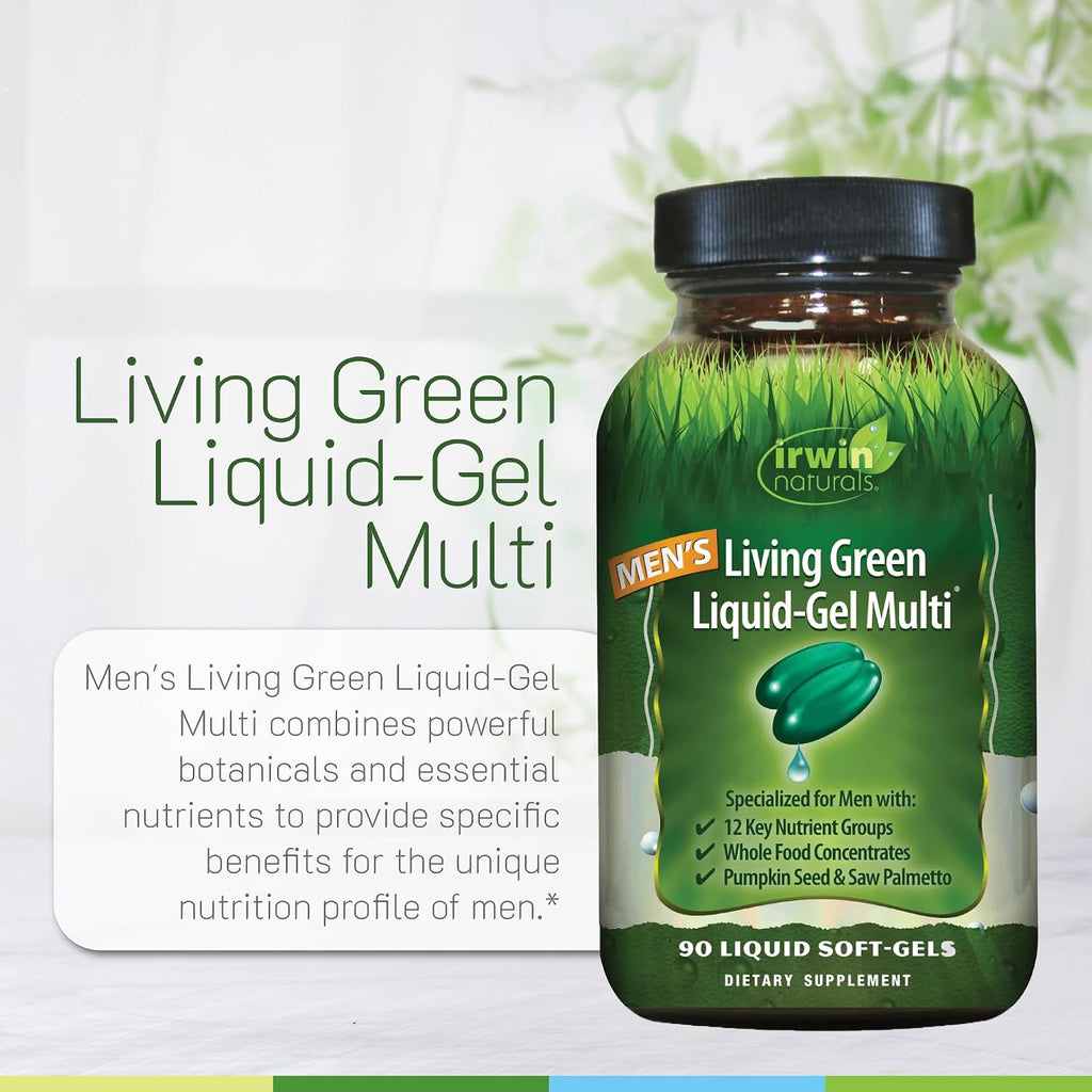 Irwin Naturals Men's Living Green Daily Multivitamin - 120 Cápsulas Blandas (Pack de 3)