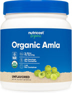 Polvo de Amla Orgánico Nutricost 1 Libra (Sin Sabor) - 1 gramo por ración, Vegano, Sin OGM