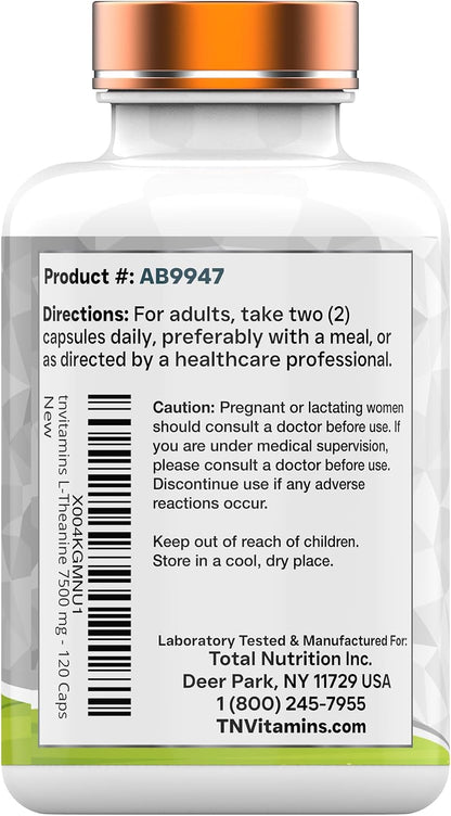 tnvitamins L-Theanine 500 mg, 180 cápsulas – Formato práctico: 180 cápsulas por envase, con una duración de hasta – Image 7