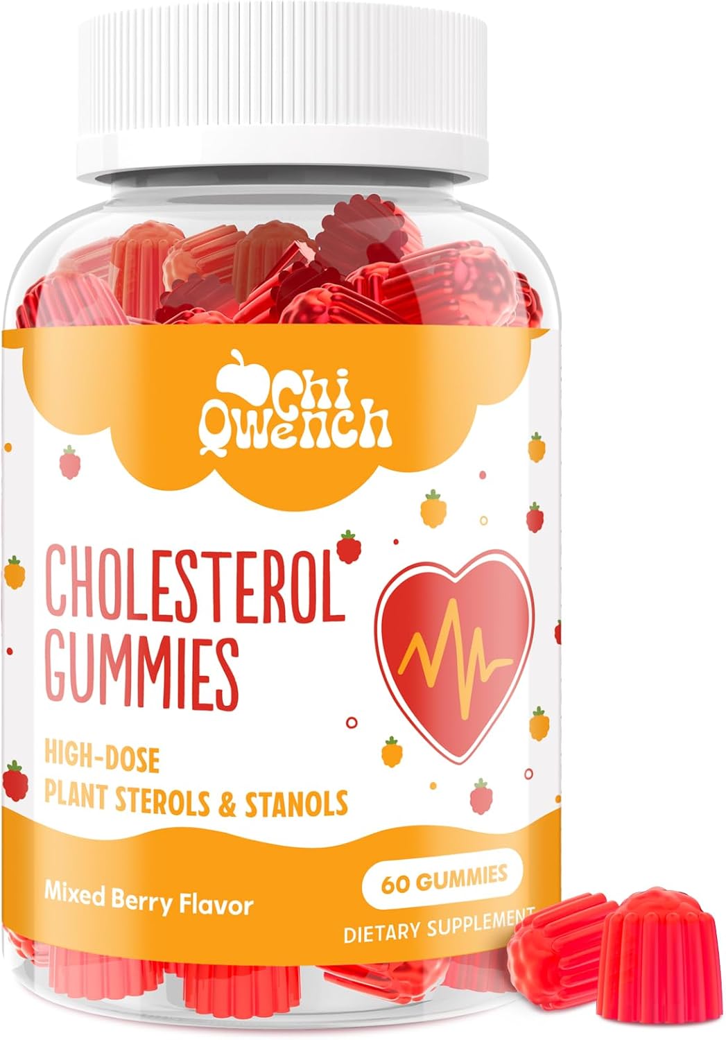 ChiQwench Gominolas de Colesterol con 1500 mg de Esteroles y Estanoles Vegetales, Sabor a Frutos Rojos, 60 Unidades