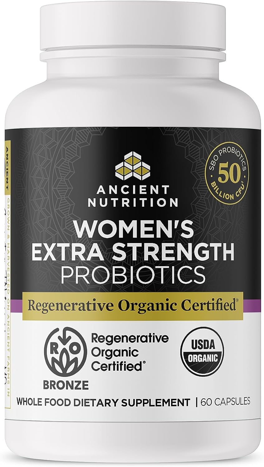 Ancient Nutrition Probióticos para Mujeres 50+ - Certified Organic Regenerative - 25 Billion CFUs - 30 Cápsulas