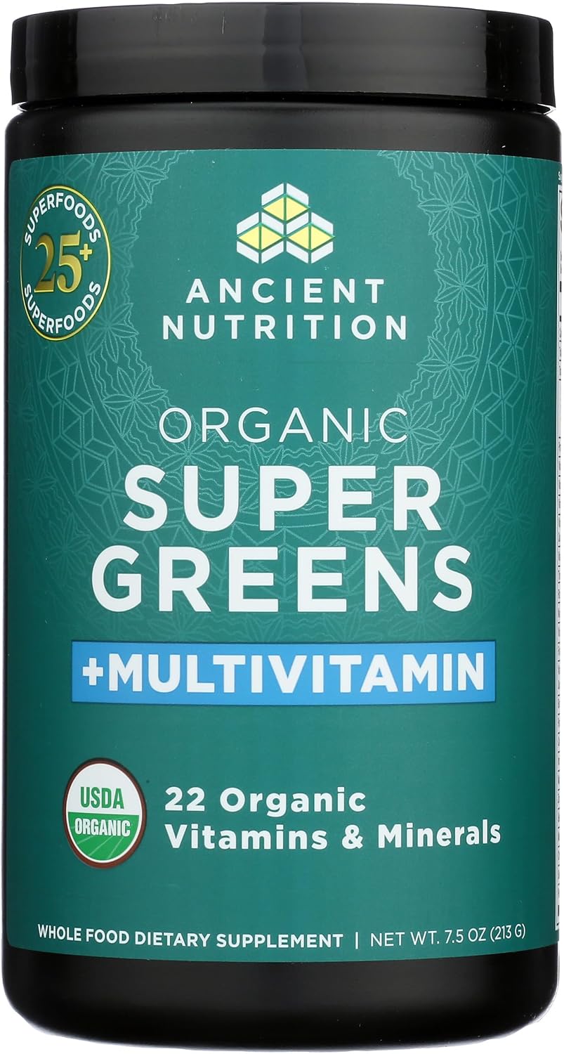 Ancient Nutrition Polvo de Vitaminas con Supergreens Orgánico - 25 Servicios