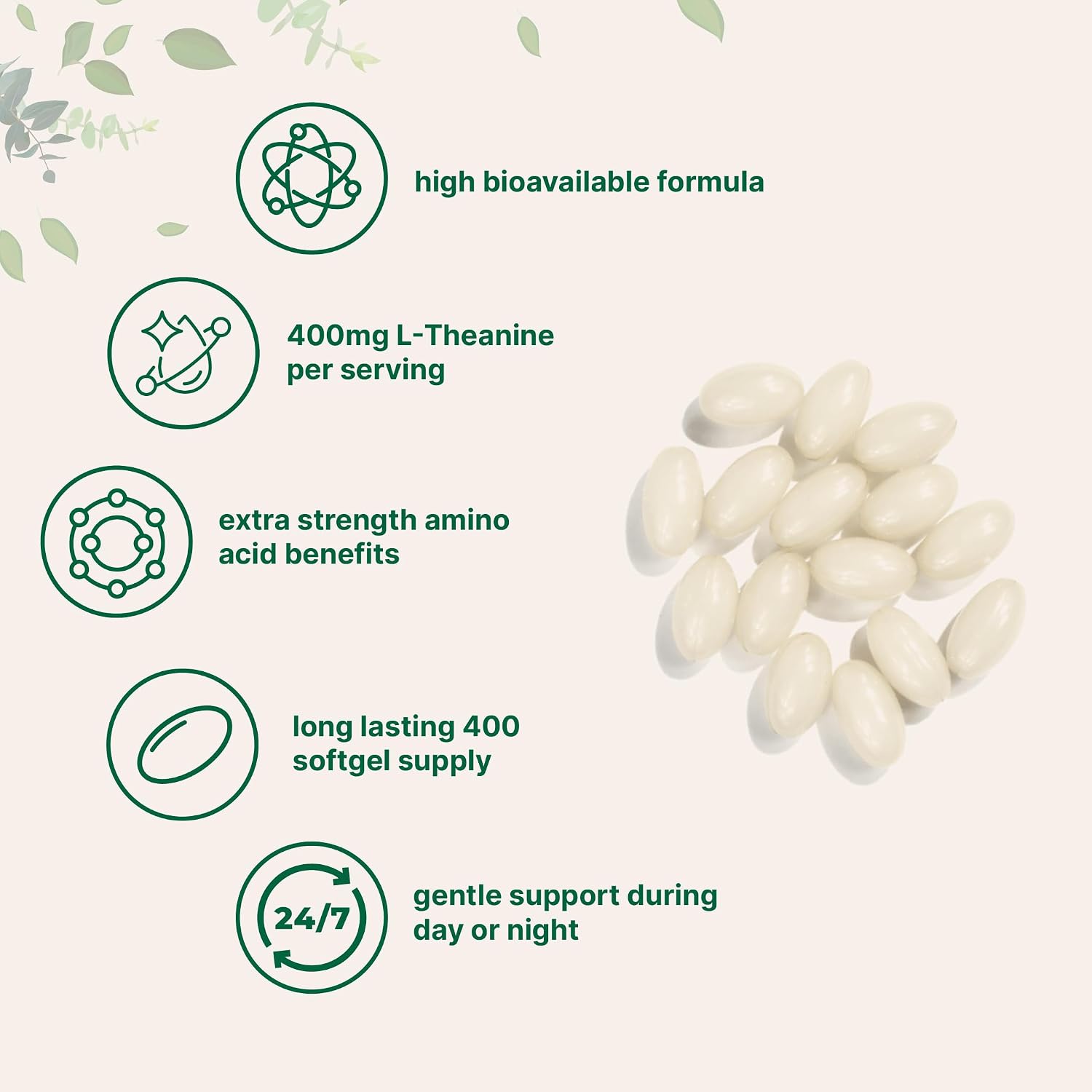 Micro Ingredients L-Teanina 400mg, 400 Softgels