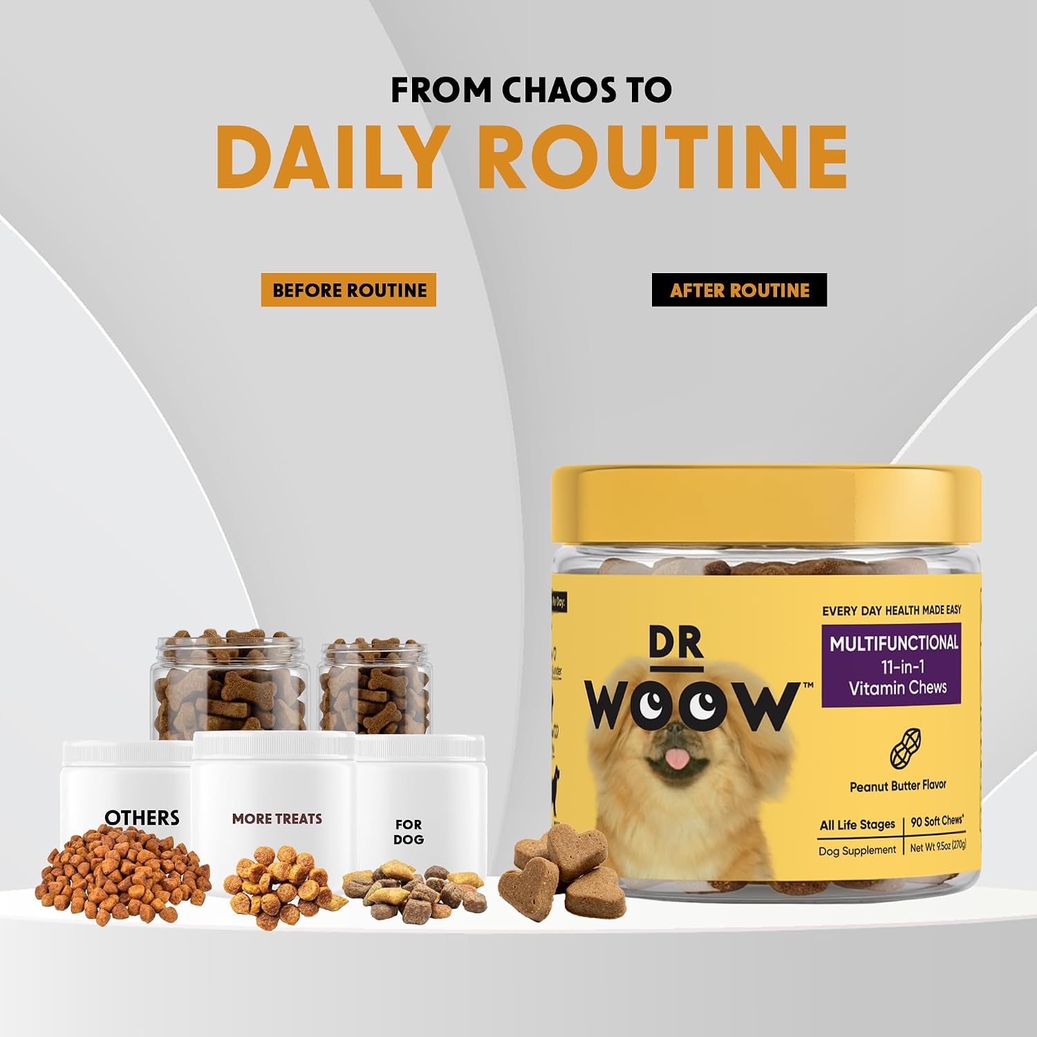 Multivitamínico para Perros 11-en-1 - 90 Chews Blandos - Glucosamina + Probióticos - Apoyo Inmunitario y Digestivo