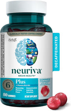 NEURIVA Plus Gomitas para Memoria y Concentración con Neurofactor, Fosfatidilserina, Vitaminas B6 y B12 - 50 Gomitas Sabor Fresa