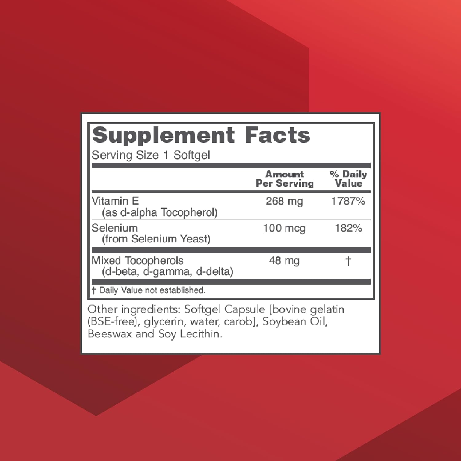 Protocol for Life Balance E-400 268 (400 UI) - Vitamin E with Selenium and Mixed Tocopherols - 120 Softgels