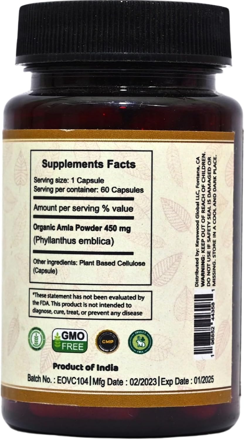 VedaSecrets Cápsulas de Amla Orgánicas - 60 Cápsulas - Suplemento de Vitamina C Natural